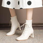 Square Toe High Heel Boots PU Leather Women Ankle Boots null