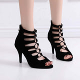 Women's Soft Bottom Red Short Peep Toe High Heels BadAssWear.fi