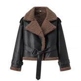 Autumn And Winter Short Flared Fur-Lined Coat With Collar BadAssWear.fi