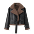 Autumn And Winter Short Flared Fur-Lined Coat With Collar BadAssWear.fi