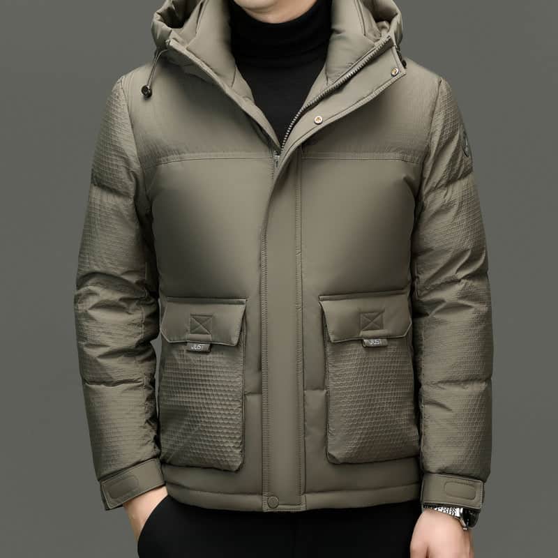 Winter White Duck Down Short Casual Hooded Jacket BadAssWear.fi
