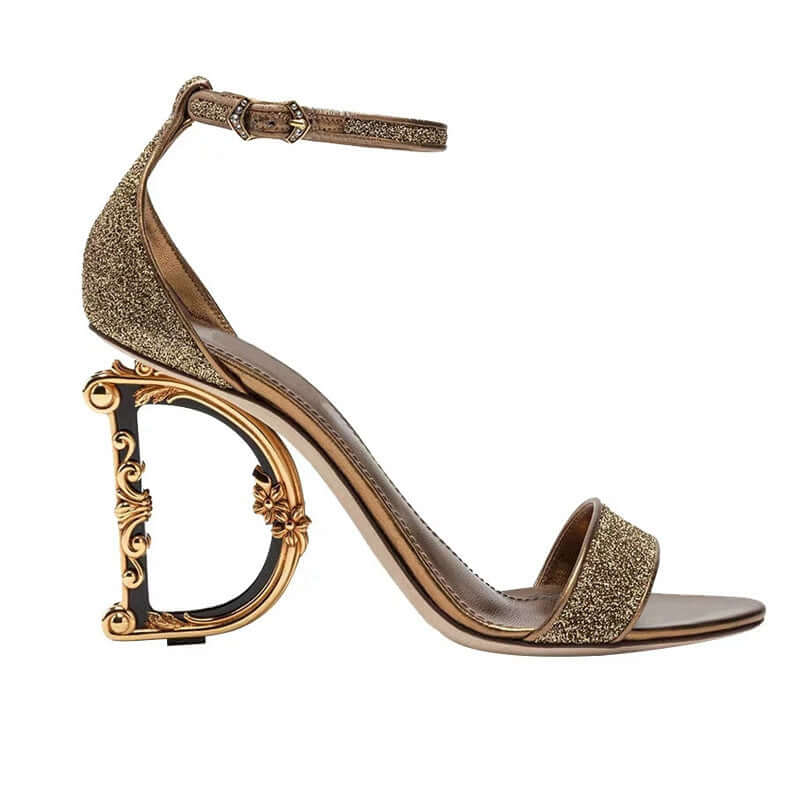 Golden Predator Luxury Panther Detail Platform Heels