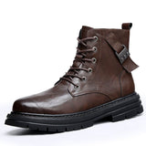 Autumn And Winter Cowhide Casual Men's Boots Thick Bottom Round Toe Warm BadAssWear.fi