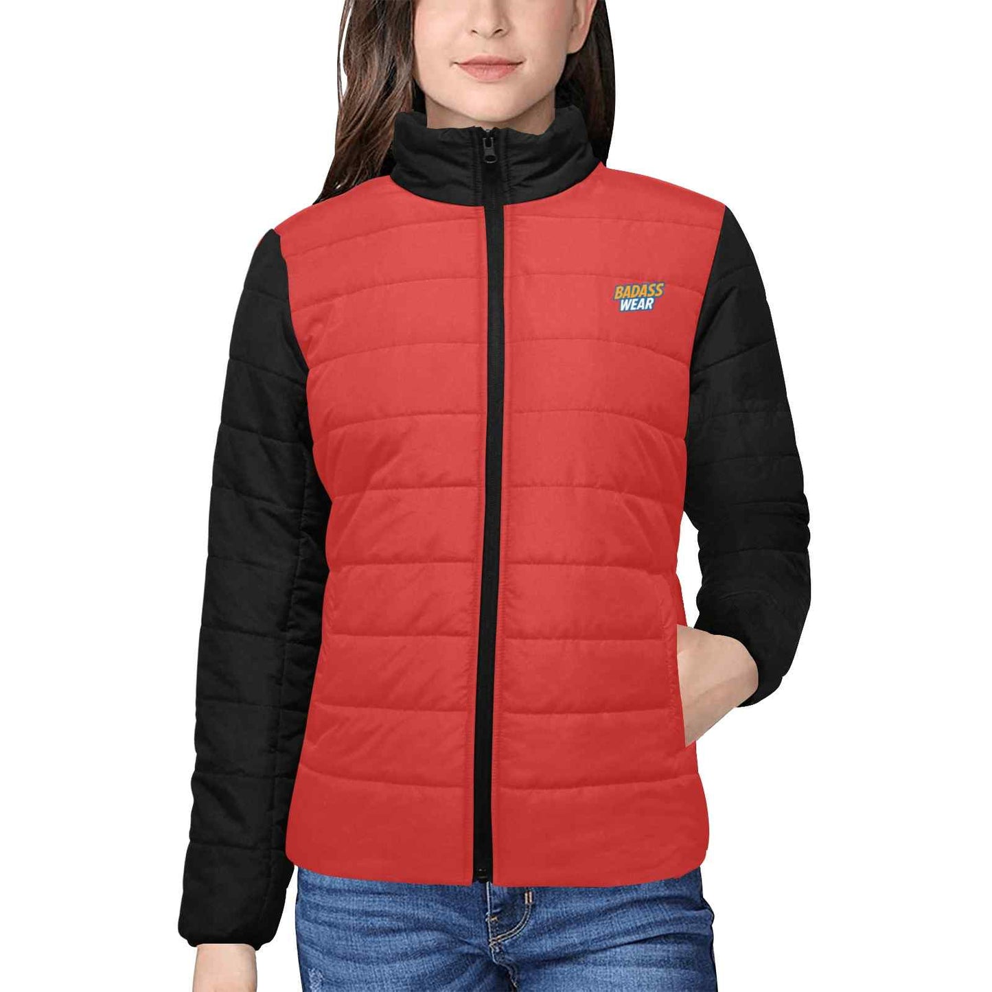 Women’s Red and Black Padded Jacket