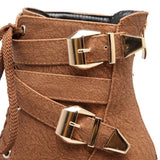 Short Boots Round Toe Leather Boots High Heel Women's Boots BadAssWear.fi