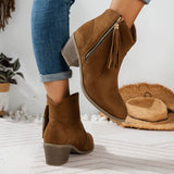 Women's Metal Zip Tassel Low-top Women's Boots BadAssWear.fi