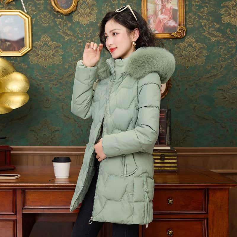 Down Cotton-padded Coat For Women Mid-length BadAssWear.fi