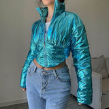 Warm-keeping Cotton Clothing Cool Locomotive Style Waist Shaping Irregular Zipper And Lapel BadAssWear.fi