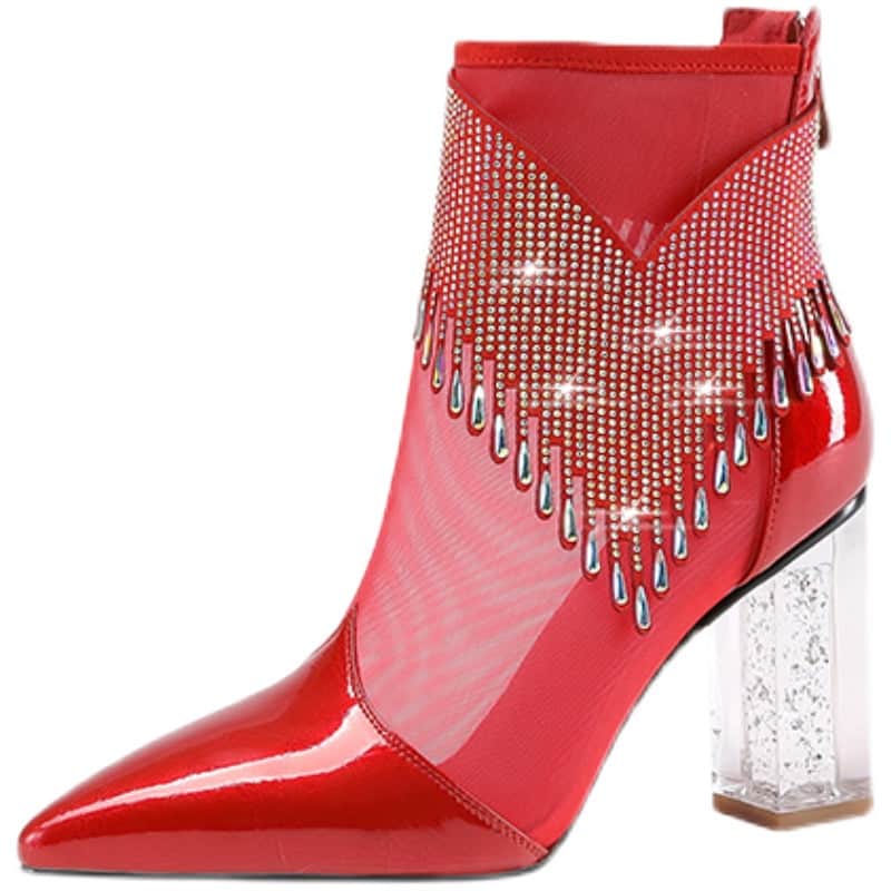 Women's New Leather Mesh Hollow High-heeled Short Sandals BadAssWear.fi