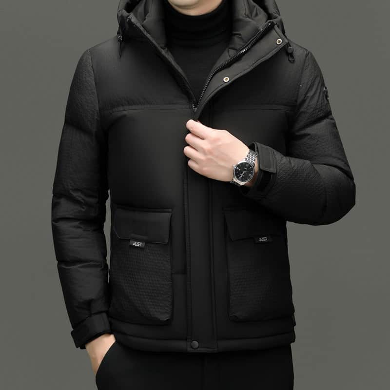 Winter White Duck Down Short Casual Hooded Jacket BadAssWear.fi