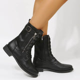 Lace-up Western Boots Cowboy Boots Women Side Zipper Shoes BadAssWear.fi
