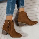 Women's Metal Zip Tassel Low-top Women's Boots BadAssWear.fi
