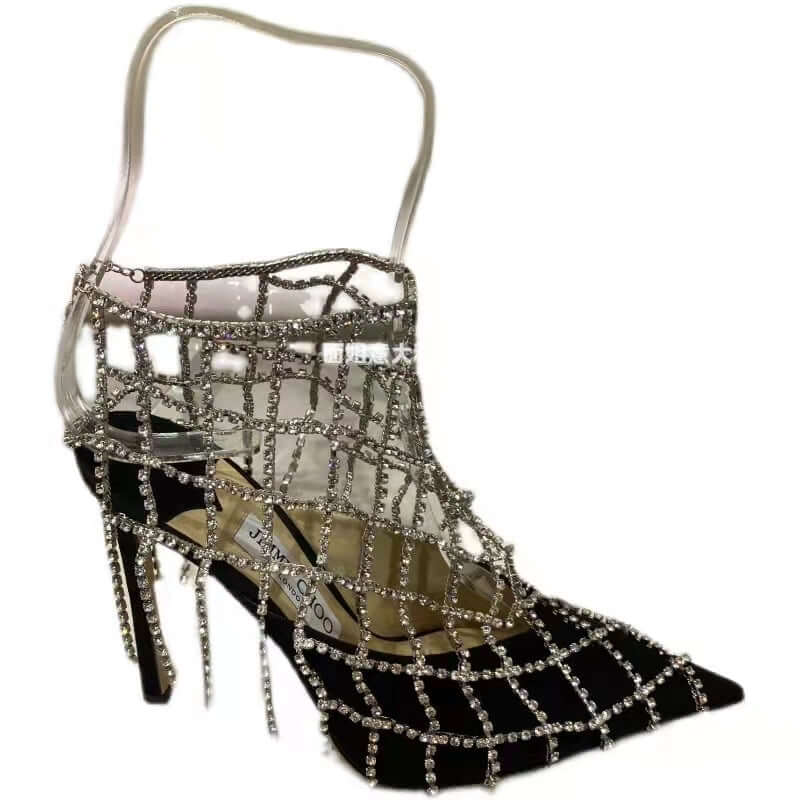 Women's Rhinestone Mesh Pointed Toe High Heels BadAssWear.fi