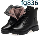 Women's Round Toe Cotton-padded Side Zipper Low Heel Casual Cowhide Shoes BadAssWear.fi