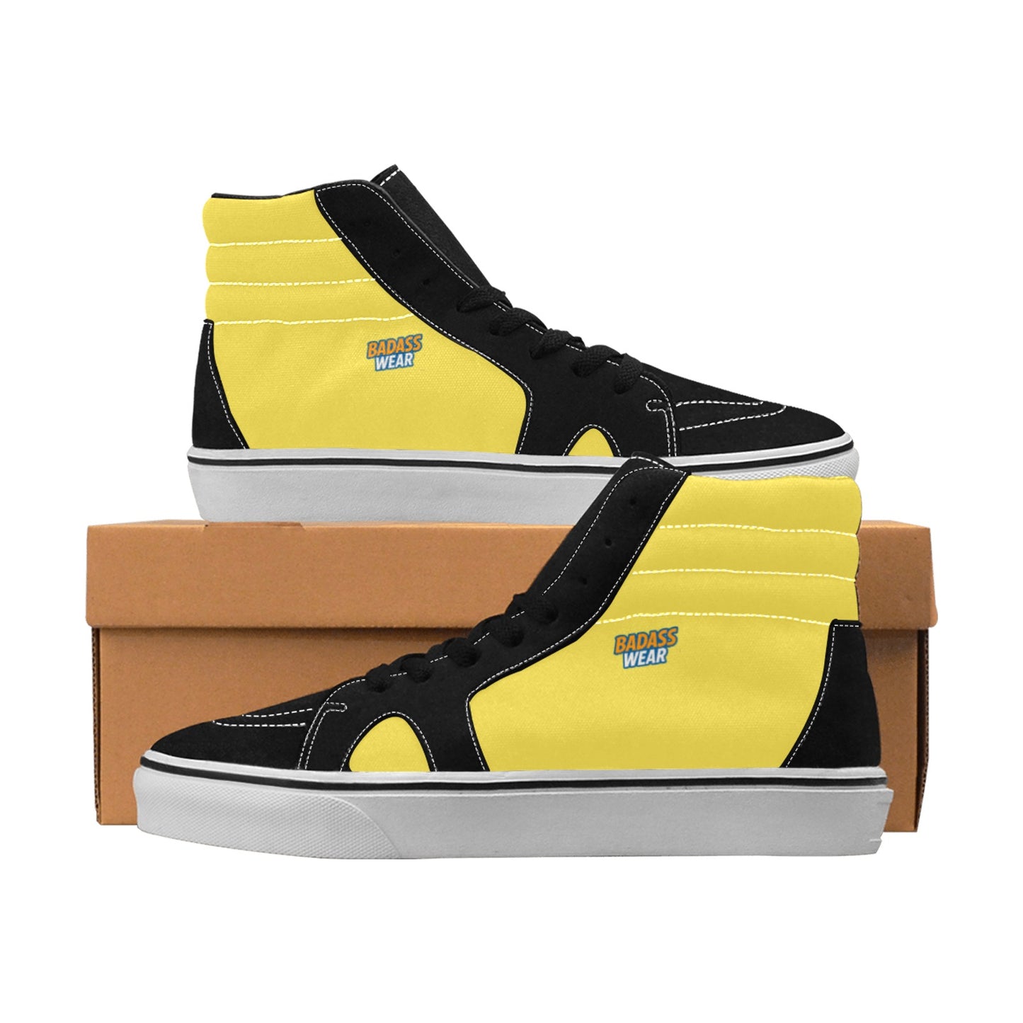 Men's High Top Skateboarding Shoes Black & Yellow