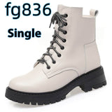 Women's Round Toe Cotton-padded Side Zipper Low Heel Casual Cowhide Shoes BadAssWear.fi