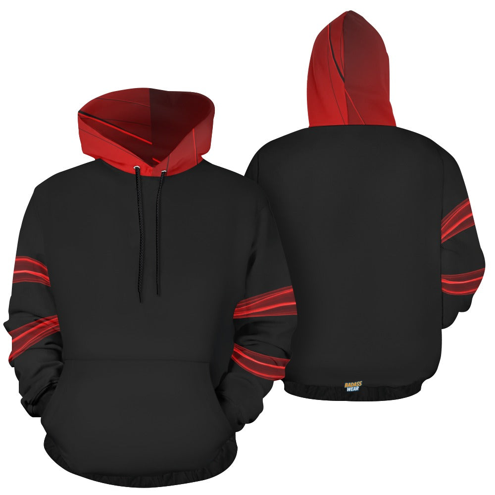 Women's red and black contrast hoodie BadAssWear.fi