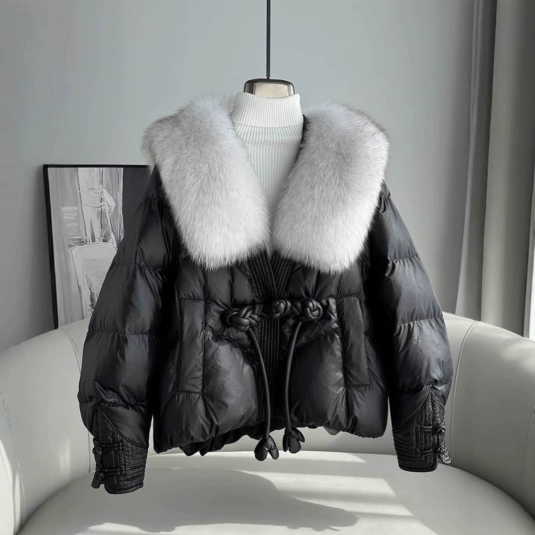 Polyester Women's Loose Thick Cotton Coat With Fur Collar BadAssWear.fi
