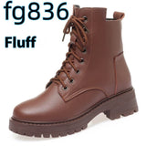Women's Round Toe Cotton-padded Side Zipper Low Heel Casual Cowhide Shoes BadAssWear.fi