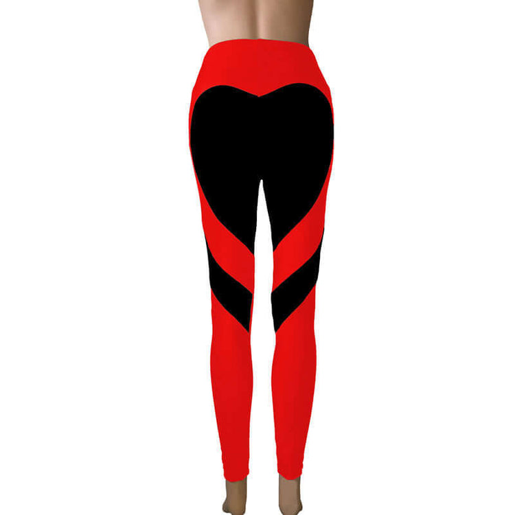 Butt-lifting Heart-patterned Patchwork Leggings With Excellent Stretch BadAssWear.fi