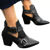 Pointed Toe Plus Size Rivet Short Boots Women BadAssWear.fi