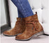 Western Boots Women Buckle Ankle Boots Side Zipper Shoes BadAssWear.fi