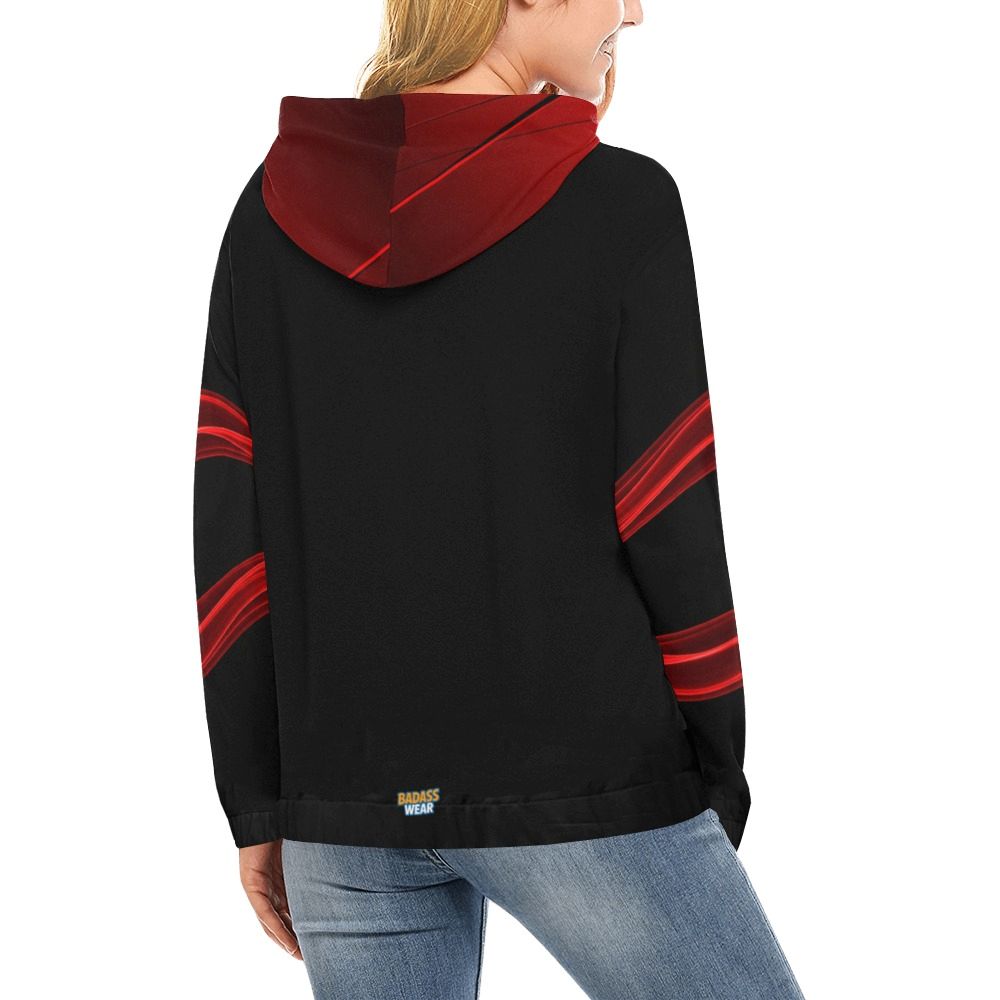 Women's red and black contrast hoodie BadAssWear.fi