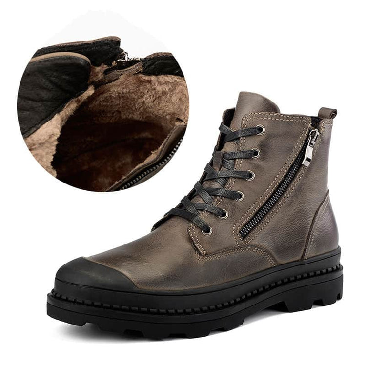 Winter leather Martin boots plus velvet non-slip breathable men&