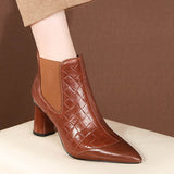 Thick Heel Pointed Toe Short Boots Women Plus Size Fashion BadAssWear.fi