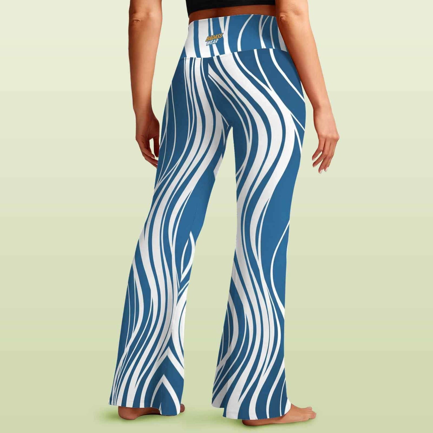 🌊 Flare Leggings – (Blue/White Edition) BadAssWear.fi