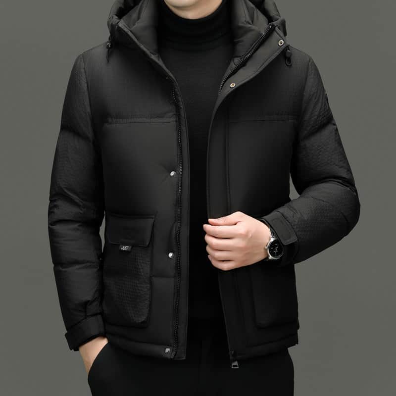 Winter White Duck Down Short Casual Hooded Jacket BadAssWear.fi