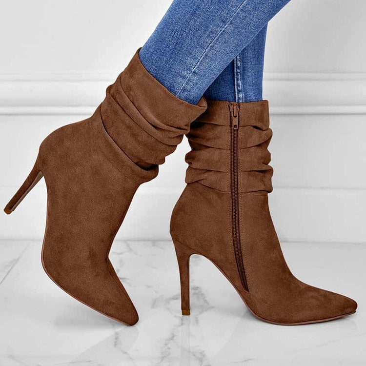 Pointed Toe Stiletto Heel Ankle Boots For Women Side Zipper Shoes BadAssWear.fi