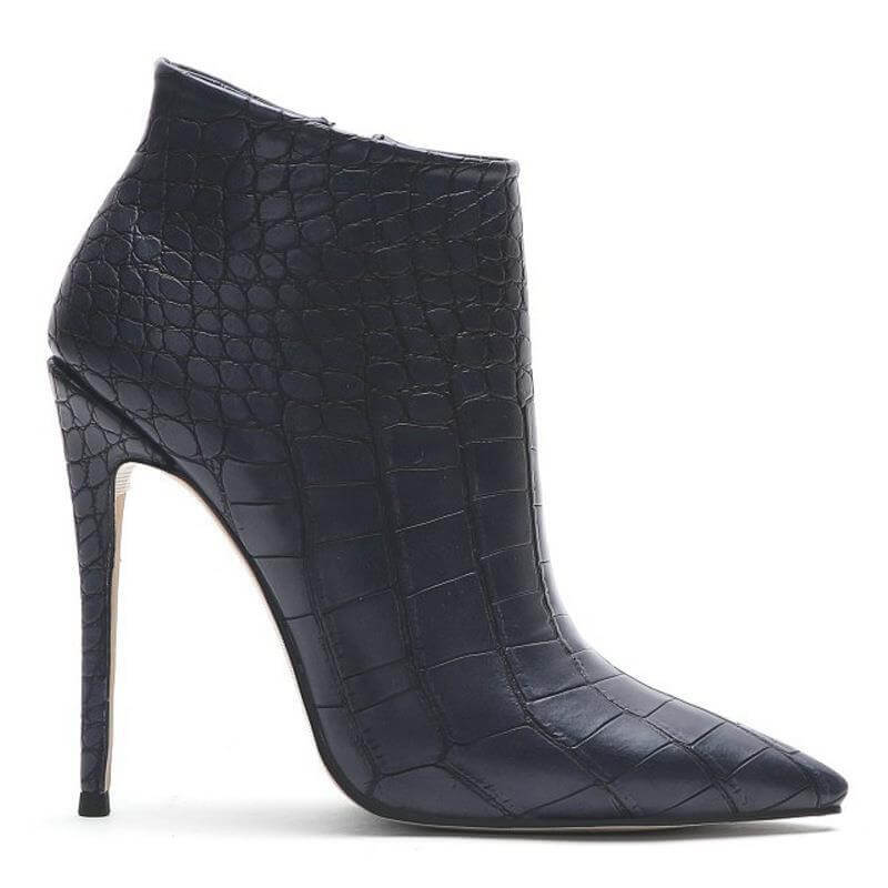 Retro Stone Pattern Nude Boots Fashion Thin Pointed Ankle BadAssWear.fi