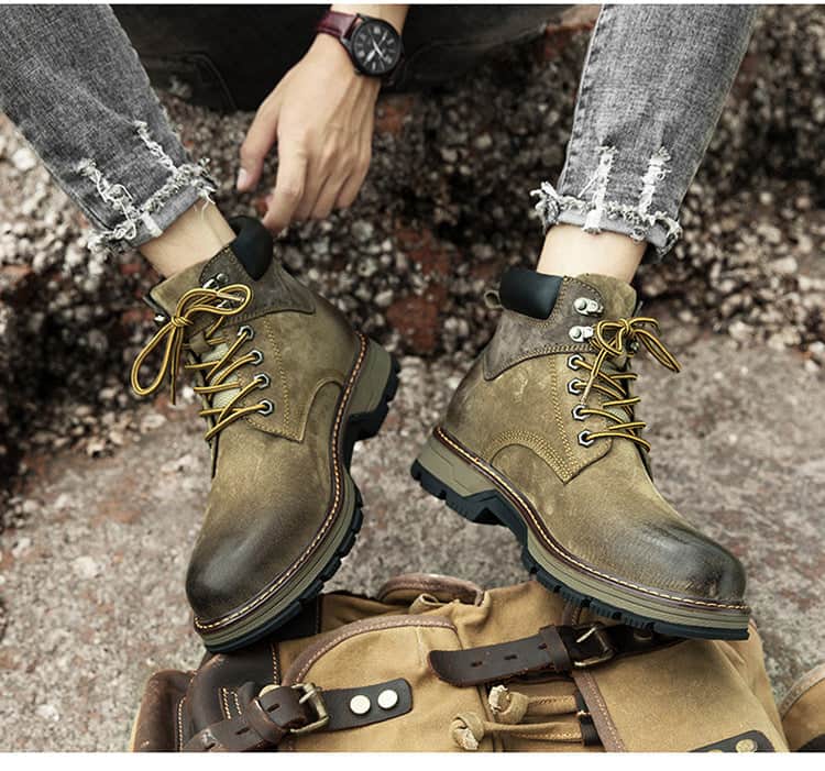 Winter Leather Martin Boots Men's Shoes High Top British BadAssWear.fi