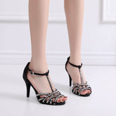 Midnight Star Rhinestone Silk Dance Heels