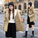 Fleece-lined Thickened Cotton Clothing Female Large Fur Collar Quilted Jacket BadAssWear.fi