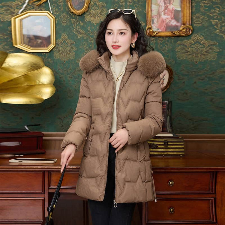 Down Cotton-padded Coat For Women Mid-length BadAssWear.fi