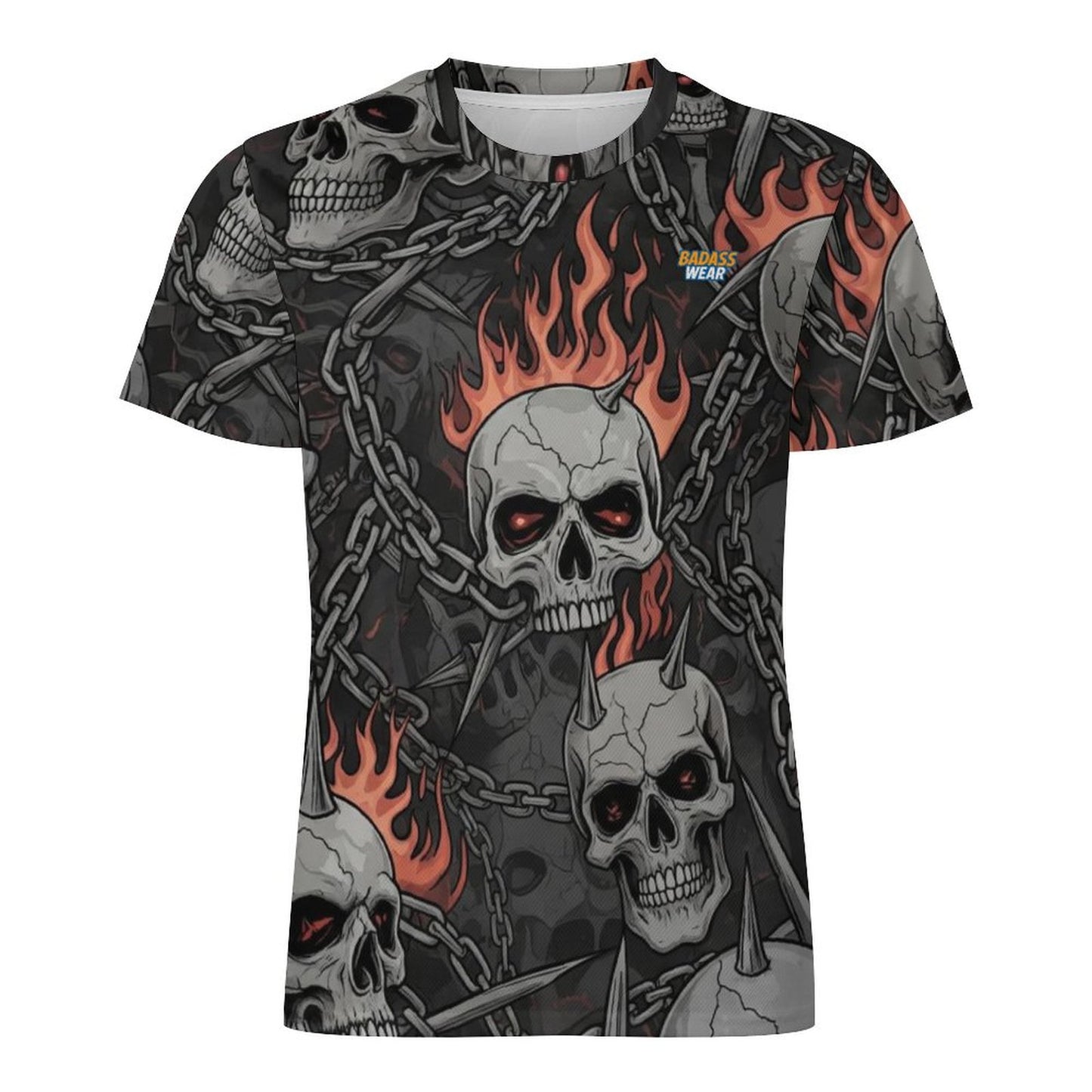 Men's Spiked Skull Ice Silk T-Shirt