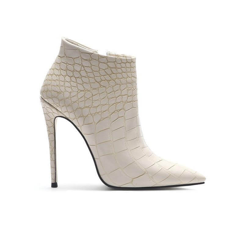 Retro Stone Pattern Nude Boots Fashion Thin Pointed Ankle BadAssWear.fi