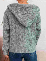 Women's Cable Knit Hooded Zip-Up Cardigan BadAssWear.fi