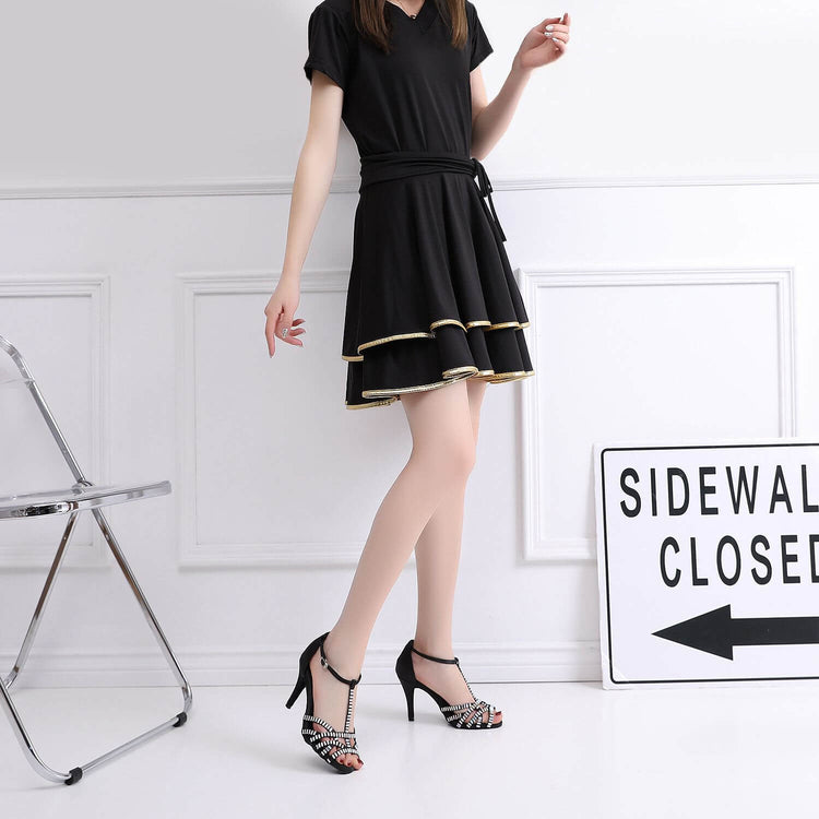 Midnight Star Rhinestone Silk Dance Heels