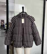 Warm Stand Collar Striped Hooded Cotton Coat Jacket BadAssWear.fi