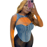 Autumn Denim Hollow Vest Top Women's Fashion Sexy Push-up Hot Girl BadAssWear.fi