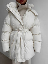 Casual Waist Tight Skinny Slimming Hooded Mid-length Bread Cotton-padded Jacket BadAssWear.fi