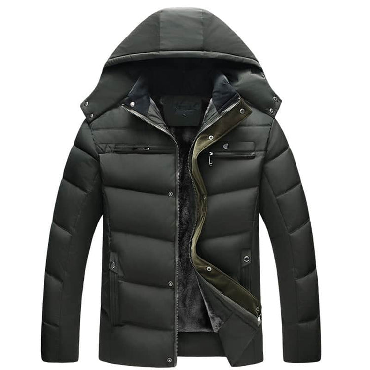 Hooded slim fit plus down padded down jacket men BadAssWear.fi