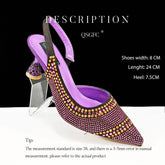 Fashion Simple Pointed Striped Hot Drilling Women Low-cut High Heels BadAssWear.fi