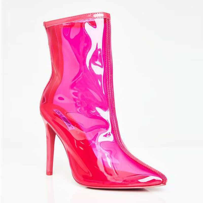 Colorful Transparent Stiletto Heel Back Zip Short Boots For Women BadAssWear.fi