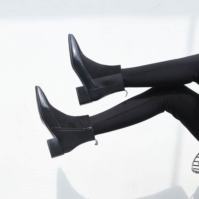 Frosted Martin Boots With Mid-heel Ankle Boots BadAssWear.fi