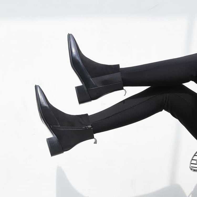 Frosted Martin Boots With Mid-heel Ankle Boots BadAssWear.fi