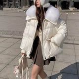 Down Cotton-padded Jacket Women's Short Fur Collar Thickened Coat Winter Clothing BadAssWear.fi